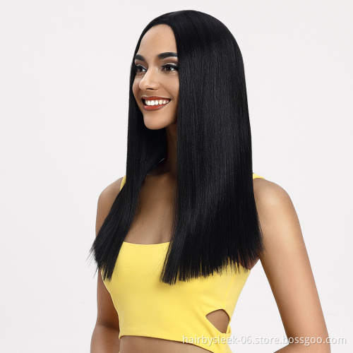 Magic Hair 20 Inch Synthetic Straight Hair Lace Front Wig Natural Hairline Heat Resistant Fiber Hair Middle Part For Black Women